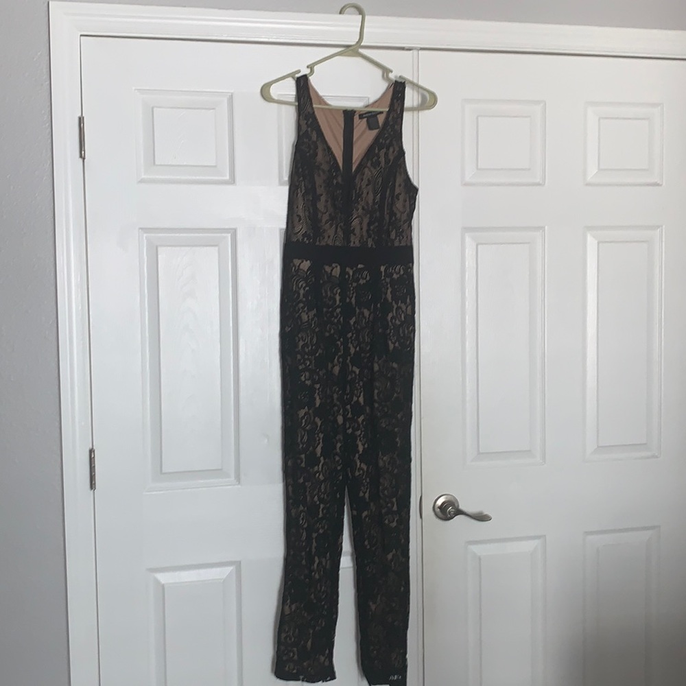 Black and Tan sleeveless jumpsuit